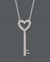 Give her, quite literally, the key to your heart. This exquisite pendant by B. Brilliant features an open-cut heart key decorated with dozens of sparkling cubic zirconias (1/4 ct. t.w.). Setting and chain crafted in sterling silver. Approximate length: 18 inches. Approximate drop: 1 inch.