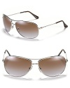 Classic aviator sunglasses with a sleek double bridge design and gradient lenses lend a iconic style to any ensemble.