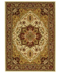 Safavieh's Lyndhurst collection offers the beauty and painstaking detail of traditional Persian and European styles with the ease of polypropylene. With a symphony of florals, vines and latticework detailing, these beautiful rugs bring warmth and life to any room. Polypropylene resists stains, keeping rugs pristine for years to come. Sand, red and ivory tones combine in this rug for an utterly harmonious effect. A diamond pattern at the center and ornate detailing throughout the rug create a picture of elegance. (Clearance)