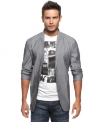 Give your blazer a modern upgrade with this two-button version from Marc Ecko Cut & Sew.