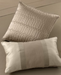Bold stripes with a subtle metallic shimmer give the Wide Stripe Bronze decorative pillow a decidedly sophisticated allure. This statement pillow pairs perfectly with the other elements of the Wide Stripe Bronze bedding ensemble from Hotel Collection.