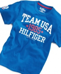 Send him off to school in traditional style with this Team USA graphic t-shirt from Tommy Hilfiger.