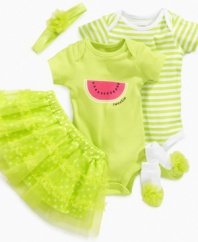 Dance machine. No matter how she moves she'll look like she's having fun in this cute tutu skirt from Baby Starters.