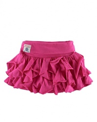 This whimsical ruffle skirt in comfortable cotton jersey is adorned with drawstring detailing for a fun and flirty style.