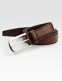 Smooth calfskin leather with impeccable stitch detail, finished with a classic metal buckle.LeatherAbout 1 wideMade in Italy