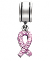 Life's a blessing. Cherish it with this symbolic pink ribbon charm. Crafted in sterling silver with pink crystals and Swarovski elements. Approximate size: 2-1/2 inches.  Donatella is a playful collection of charm bracelets and necklaces that can be personalized to suit your style! Available exclusively at Macy's.