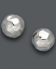 Stunning in their simplicity. Studio Silver's chic stud earrings features a shining sterling silver setting and a trendy, hammered surface. Approximate diameter: 8 mm.