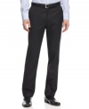 Elongate your stylish business wardrobe with these vertical micro-striped pants from Calvin Klein.