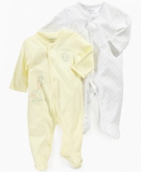 Cuteness will abound when they're sporting one of these fun footed coveralls from this Little Me 2-pack.