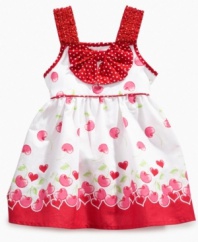 She'll be as sweet as cherry pie in this delightful sundress with matching bloomers from Nannette.
