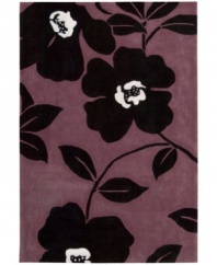 Urban gardening: Nourison's bold, chic lavender rug from the City Limits collection is adorned with oversized florals for a fabulously high-style result. Hand-tufted of polyacrylic fibers, the rug is pleasingly soft, textured and easy to clean.