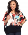 Get graphic with ING's patterned batwing sleeve plus size top! Pair with heels for a night out or flats and jeans for the daytime.