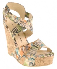 Chinese Laundry's Drastic wedge sandals make a dramatic entrance with their stunning cork wedge heel and sexy wide straps.
