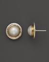 Cultured pearl stud earrings in sterling silver and 24K gold. From Gurhan.