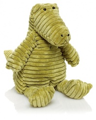 This adorable corduroy alligator makes a soft and cozy sleep buddy for your little one.