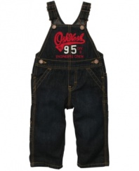 Prepare him for a day of fun with these stylish overalls from Osh Kosh.