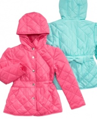 Make it a pattern. Keep her stylish dress going even when it's cold out in this cute quilted coat from Weatherproof.