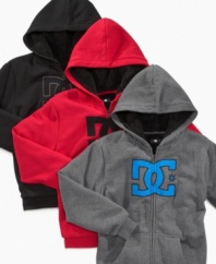 One of these sherpa-style hoodies from DC Shoes keep him warm on the half-pipe.