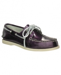 A cute classic gets a fresh restyling with these colorful patent leather A/O boat shoes from Sperry.