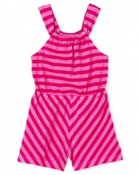 Time to lighten up her wardrobe. Sunny stripes spell F-U-N for Little Ella's sleeveless cotton romper.