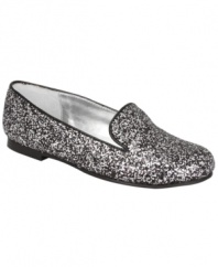 She can add glitz and glamor to her look with these Gwen glitter loafers from Nina, an eye-catching look.