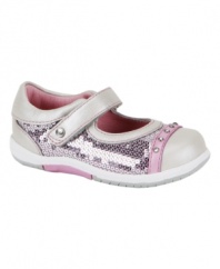 Sweet kicks! She'll be stylish all the way to her toes with these sparkly shoes from Stride Rite made for less falls and more staying on her feet.