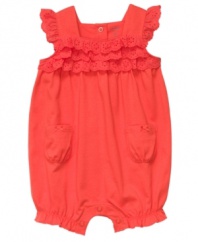 Sweeten up her closet with this darling ruffle-sleeve romper from Carter's.
