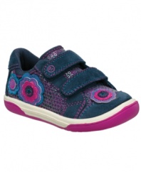 Burst of color. She can jump into these Ryder sneakers from Stride Rite and shine in the flashy sequins and flowers.