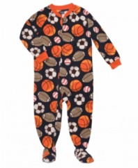 Bedtime is fun time with this play graphic front coverall for your baby boy.