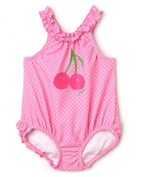 Juicy Couture Infant Girls' Cheery Ruffle Swim Suit - Sizes 0-9 Months