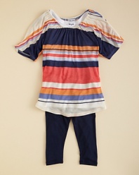 Beautiful stripes mingle comfortably in Splendid Littles Canyon stripe tunic; pair with the solid leggings to complete her breezy summer look.