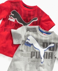 Feel the speed. He'll think he's as quick as a cat when he's sporting this comfortable t-shirt from Puma.