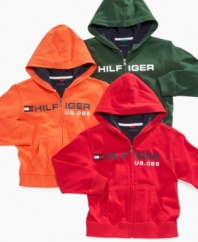 Keep him zipped up in comfort with this thick hoodie from Tommy Hilfiger, one of Macy's favorite brands.