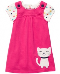 Start the day on a bright note with this precious polka-dot bodysuit and jumper-dress set from Carter's.