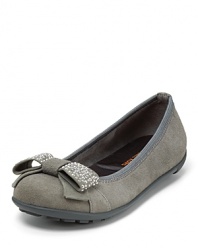 Flexible ballet flats from KORS Michael Kors tout studded bows on the vamps for girlish style with an edgy twist.