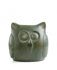 What a hoot! A paper weight with personality, this handcrafted owl is made of Haitian soapstone that's harvested by the artisan, then chiseled and sanded for a smooth, sculpted finish. Have him keep an eye on your desk or perch on a bookshelf or mantel.