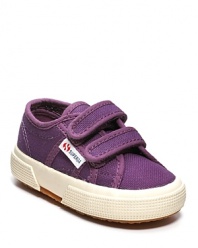 Superga offers up a classic running sneaker look in lightweight canvas, a comfy way to send them to school with style.