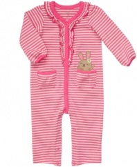 Get hopping. Make getting her dressed and out the door simple with this sweetly striped coverall from Carter's.