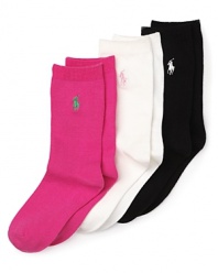 Ralph Lauren Childrenswear 3 Pack Flat Knit Socks - Girls 7-16