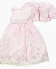Tea time in the garden will take on a special meaning when she gets to dress in this darling dress and cardigan set from Princess Faith
