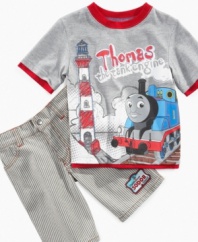 This super-cute Thomas and Friends two-piece by Nannette lets your little engine proudly parade his Sodor style around the playground.