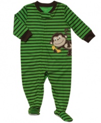 Nap time will still be fun when he snuggles up in this darling monkey footed coverall from Carter's.