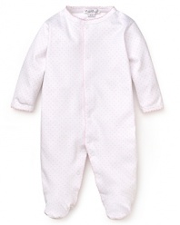 Crafted in the softest cotton fabric, Kissy Kissy's polka dot footie provides the coziest comfort for your newborn.