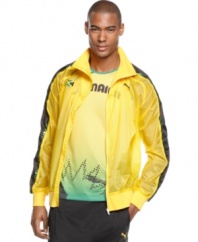 On display. Demonstrate your passion for top performance and Jamaica with this wind-resistant jacket from the Puma Usain Bolt collection.