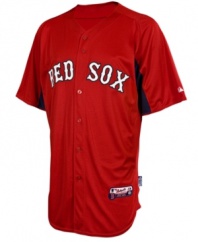 Take your turn in the batters box. Join the big leagues and root on your Red Sox with this Boston MLB jersey from Majestic.