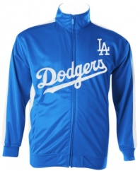 Play on! You'll be ready for any extra-innings in this sporty Los Angeles Dodgers MLB track jacket from Majestic.