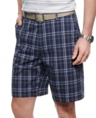 They might look like mild-mannered plaid shorts, but these Izod cargos have performance properties to take you a step beyond.