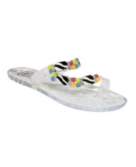 Penny Loves Kenny's Delray jelly flat sandals combine bright beaded detailing with an unexpected print for a super cute--and comfy--summer shoe.
