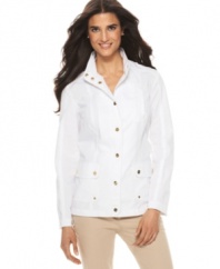 A lightweight jacket in fresh white is a crisp springtime essential, from Jones New York Signature.
