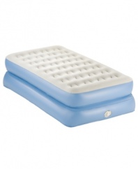 Sink in to at-home comfort... wherever you are! The elevated height and ultra-supportive coil construction makes this air mattress sleep just like a traditional bed. Inflating in three minutes, this convenient sleeper features a flocked surface that holds sheets in place and is soft to the touch.
